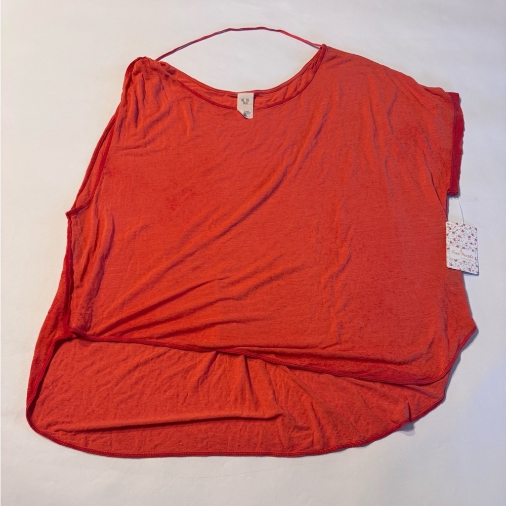 Free People Pluto One Shoulder Tee Shirt Knot Single Sleeve Boho Small NWT New - Picture 2 of 7